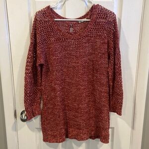 Lucky Brand Dark Red Crochet Sweater Size Medium